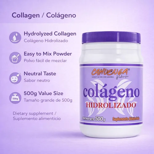 Vista 4 de CAHUENGA - Colágeno hidrolizado en polvo 17.64 oz - Proteína sin sabor para cabello, piel, uñas y articulaciones - Keto y sin gluten - Colageno