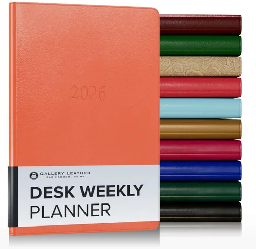 Vista 139 de Gallery Leather Planificador Semanal y Mensual Grande 2025-2026, Calendario Planificador y Cuaderno Elegantemente Encuadernado con Elegantes Bordes