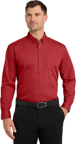 Vista 11 de Port Authority Camisa de popelina sin preocupaciones de manga larga Negro profundo