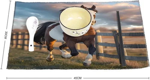 Vista 2 de Running in Field Wild Horses Placemats Set of 6 Resistant Table Mats Washable Place Mats for Dinner Party Table Decoration