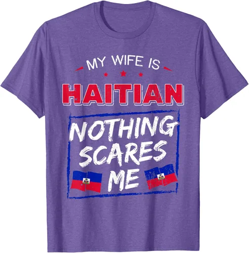 Vista 6 de My Wife Is Haitian Republic of Haiti Heritage Roots - Camiseta con bandera, Negro, S