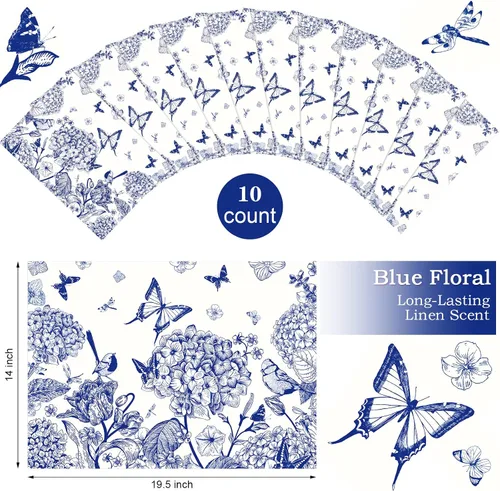 Vista 2 de Gersoniel 10 hojas de forros de cajones para aparadores, revestimientos de cajones perfumados, papel perfumado no adhesivo para estantes fragantes