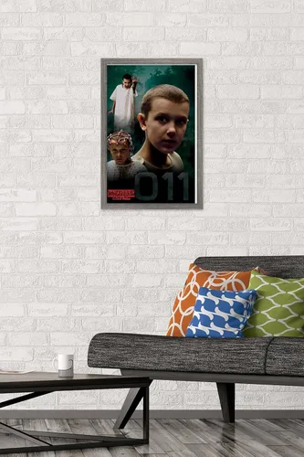 Vista 2 de Trends International Netflix Stranger Things - Póster de pared de Eleven, 14.725 x 22.375 pulgadas, versión enmarcada de madera de granero