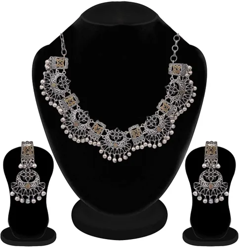 Vista 4 de Aheli Ethnic Designer Collections Necklace Earring Set Antique Jewelry Gift for Women