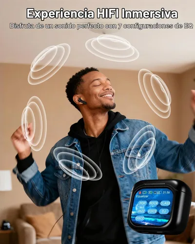 Vista 6 de Auriculares inteligentes con pantalla táctil, auriculares de pantalla táctil, auriculares inalámbricos Bluetooth 5.4, auriculares táctiles