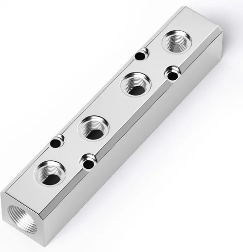 Vista 12 de TAILONZ PNEUMATIC Bloque de aluminio de derivación de 2 vías plateado, distribuidor de aire de distribución de aire de conducto neumático