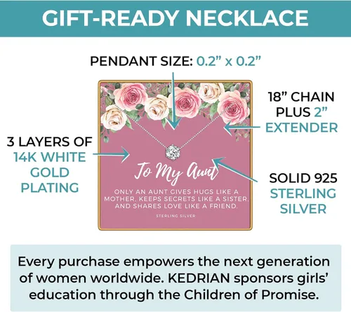 Vista 10 de KEDRIAN Collar para tía, collares con colgante de plata de ley 925, regalos para la mejor tía de sobrina y sobrino, regalos del día de la madre