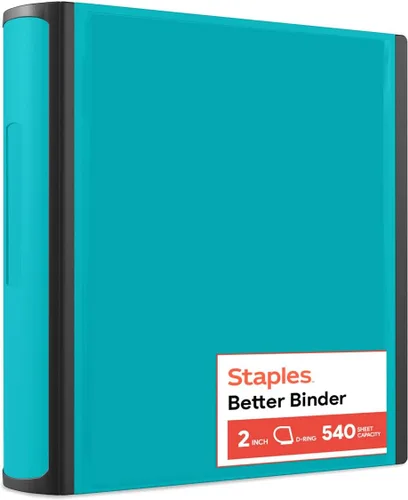Vista 11 de Carpeta con anillos en forma de "D" de 1 pulgada para mejor visualización Staples, Negro