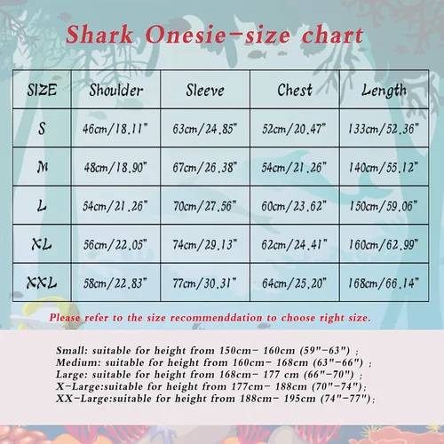 Vista 7 de Pijama de tiburón para adultos, disfraz de cosplay de tiburón, de una pieza, ropa de dormir de caricatura, mameluco de tiburón para mujeres y hombres
