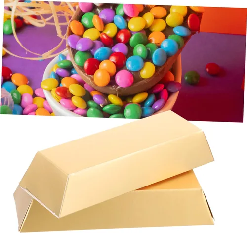 Vista 6 de 24 piezas Goldfarbene Geschenkbox en Ziegelform, Casino-Partygeschenke, dekorative Süßigkeiten-Hülle, Metall-Gold-Dekor, Süßigkeiten-Dekor, Goldene