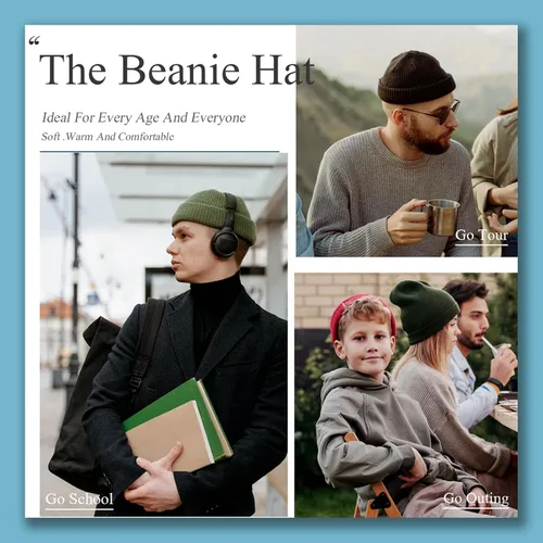 Vista 6 de Gorro de punto de invierno personalizado con tu texto y foto para hombres y mujeres