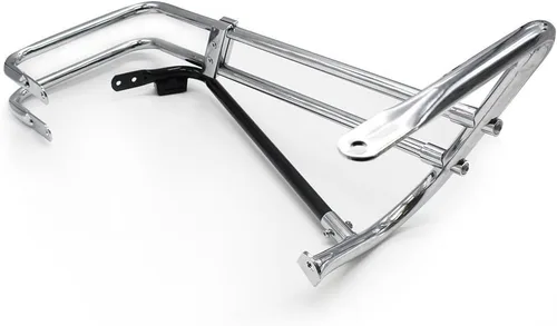 Vista 2 de SG05 - Kit de protección de alforja cromada de doble riel compatible con Harley Davidson 1997-2008 FLHR y FLHHT/ FLHTCUSE 2006-2008 / FLTR 1998-2008