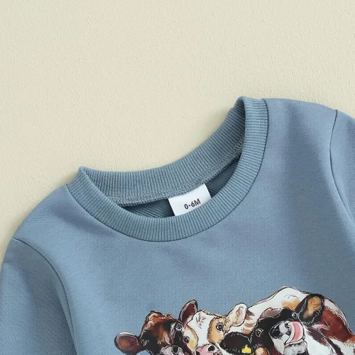 Vista 2 de Conjunto de sudadera de manga larga con estampado de vaca para bebé niño y niño