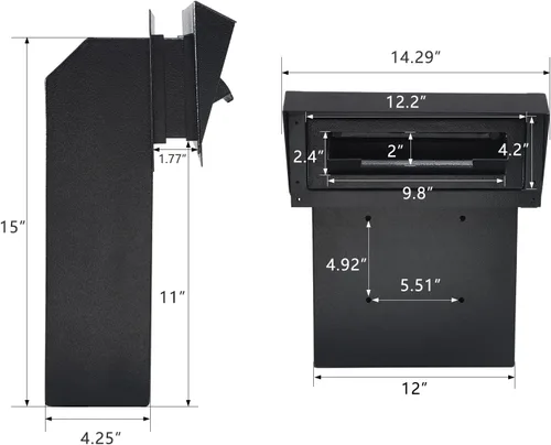 Vista 3 de xydled Buzón de correo resistente con cerradura de llave, 15''x12''x6'', buzón de metal con cerradura montado en la puerta, caja de depósito