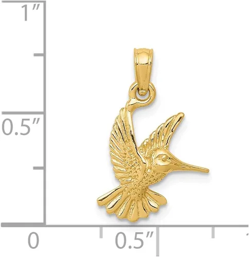 Vista 3 de Colgante de colibrí de oro amarillo de 14 k (0.512 x 0.787in)