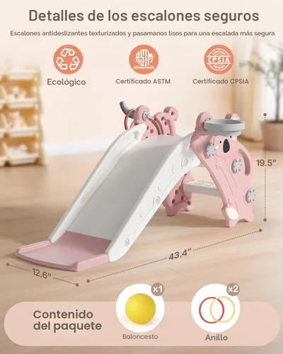 Vista 7 de Babytronic Tobogán 4 en 1 para niños pequeños de 1 a 3 años, para Rosa