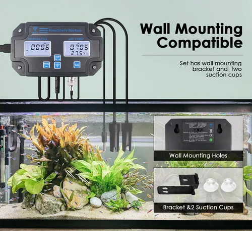 Vista 3 de Probador inteligente de calidad del agua 6 en 1 pH/EC/TDS/Salinidad/S.G y medidor de temperatura con monitor continuo Wi-Fi Medidor de agua de pH