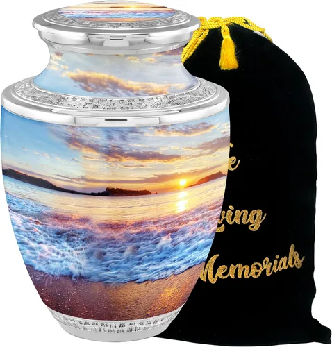 Vista 17 de Urnas de Cremación Personalizadas con Medallón Estético de Playa para Cenizas de Adultos Hombre Mujer - Urnas de Entierro de 200 libras para Cenizas