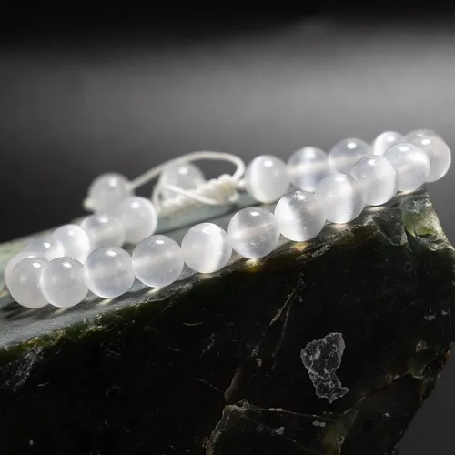 Vista 3 de DAZCOLO Pulsera de gemas hecha a mano con piedras preciosas de macramé ajustable de 0.315 in, cuentas redondas, cristales de cuarzo