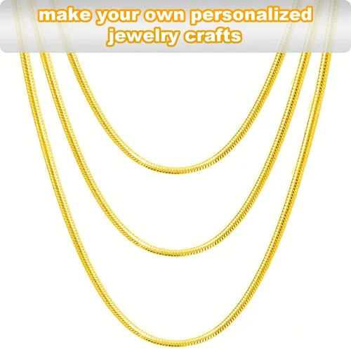 Vista 4 de Jishi Cadena de serpiente de oro de 33 pies de 0.047 in, cadenas para hacer joyas, collares, pulseras, suministros de joyería, hallazgos – Rollo