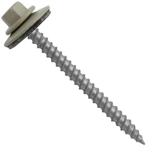 Vista 35 de 12 tornillos para techos de metal gris ABC de 2-1/2 pulgadas, cabezal de arandela hexagonal, arranque automático/roscado, arandela EPDM. 1 bolsa