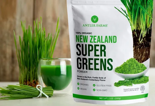 Vista 4 de Antler Farms - Polvo 100% puro orgánico de Nueva Zelanda Super Greens, 40 porciones, 7.05 oz - Hierba de trigo, cebada, clorella, espirulina