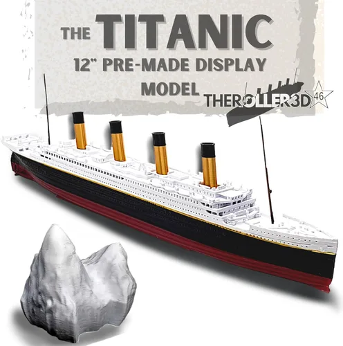 Vista 2 de TheRoller3d RMS Titanic Model Ship con iceberg, 1 pie de largo montado, históricamente preciso, réplicas Titanic