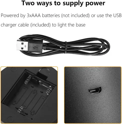 Vista 5 de Juego de 2 bases de lámpara LED de noche 3D con hoja acrílica cuadrada, base de gran tamaño incluye control remoto + cable USB, decoración de 16