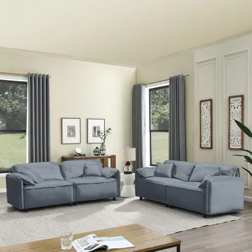 Vista 10 de KEVINSPACE Sofá biplaza de 60 pulgadas, sofá de 2 plazas para espacios pequeños, sofás modernos, sofá biplaza con 2 almohadas de mediados de siglo