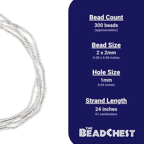 Vista 4 de The Bead Chest Cuentas ovaladas pequeñas de plata brillante (0.079 in)