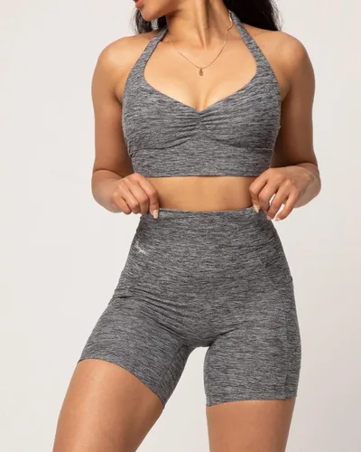 Vista 6 de Danysu Pantalones cortos de entrenamiento con corte en V, pantalones cortos de entrenamiento de cintura alta, pantalones deportivos para gimnasio