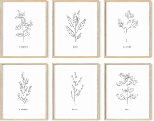 Vista 22 de HAUS AND HUES Pósteres florales y de plantas, juego de 6 impresiones botánicas, arte de pared de flores y plantas, decoración botánica