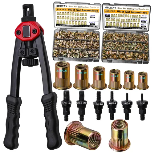 Vista 6 de Kit de herramientas de tuerca de remache a presión, 750 piezas combinación de tuercas remachables métricas (M6/M5/M4/M3), adecuado para muebles
