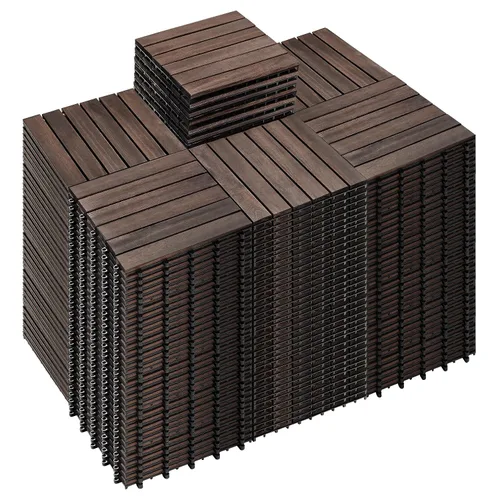 Vista 10 de PrimeZone - 9 azulejos entrelazados de madera de acacia sólida para terraza, patio, 12 x 12 pulgadas, impermeables, para interiores y exteriores