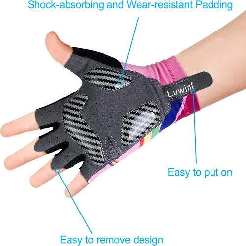 Vista 2 de Luwint Guantes deportivos acolchados de gel para niños de 3 a 8 años, guantes de ciclismo transpirables para ciclismo, ejercicio, correr, entrenar
