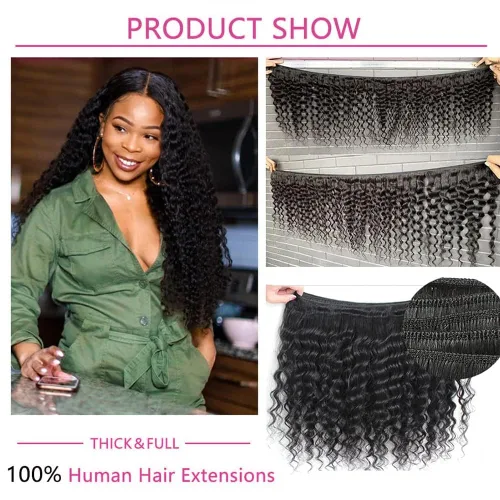 Vista 4 de 12A Brazilian Deep Wave Human Hair Bundles 14 16 18Inch 100% Unprocessed Brazilian Virgin Human Hair Weave 3Bundles Deep Wave Curly Hair Extensions