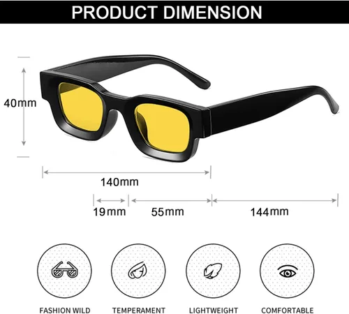Vista 6 de EYLRIM Gafas de sol de marco cuadrado grueso para mujeres y hombres, lentes de sol polarizados rectangulares gruesos con protección UV400