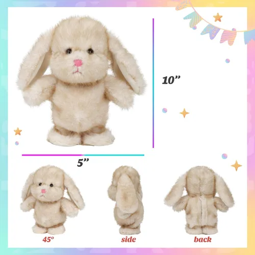 Vista 3 de Easfan - Conejo parlante, repite lo que dices caminando y cantando, animal de peluche interactivo, juguete de peluche animado gracioso que habla