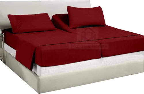 Vista 39 de Juego de sábanas divididas tamaño Queen para cama ajustable, juego de sábanas divididas de 5 piezas para cama Queen dividida de 600 hilos, 100%