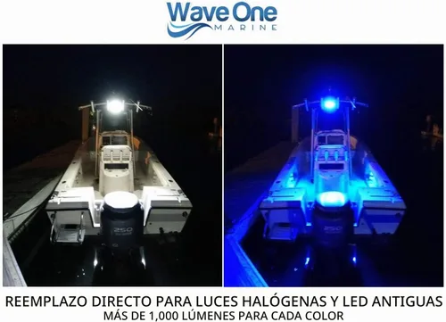 Vista 5 de Wave One Marine Luz LED de dos colores para barco, esparcidor de cubierta con haz de inundación, hardware y soporte de acero inoxidable IP68