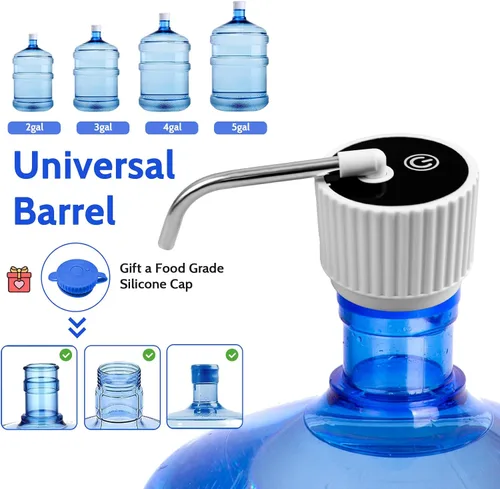 Vista 3 de Dispensador de agua de campamento para botella de 5 galones, bomba de botella de agua eléctrica portátil con carga USB, bomba universal de micro