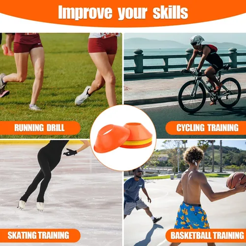 Vista 7 de XIHIRCD 20 conos de fútbol para entrenamiento deportivo, conos de fútbol flexibles para deportes de agilidad, conos de entrenamiento