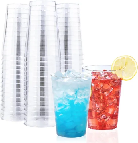 Vista 9 de BYSNOW Paquete de 50 vasos de plástico transparente de 9 onzas, vasos de cóctel de plástico desechables Vasos desechables resistentes