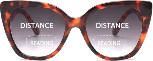 Vista 10 de JM Lentes de lectura bifocales clásicos, de gran tamaño, estilo ojo de gato, lentes de sol para mujer Cat Eye, Stylish