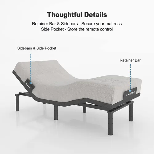 Vista 8 de FLEXISPOT Base de cama ajustable S6 Twin XL+colchón de espuma viscoelástica de gel refrescante de 10 pulgadas, montaje rápido, masaje, espacio
