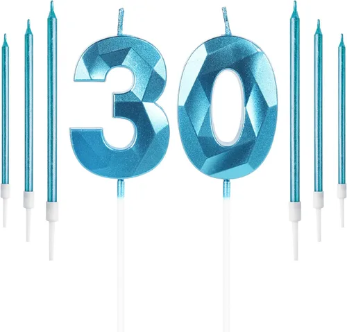 Vista 71 de Vela rosa de cumpleaños número 1 con 6 velas largas, decoraciones de decoración de pastel para fiesta de niña de 1 año, suministros de celebración