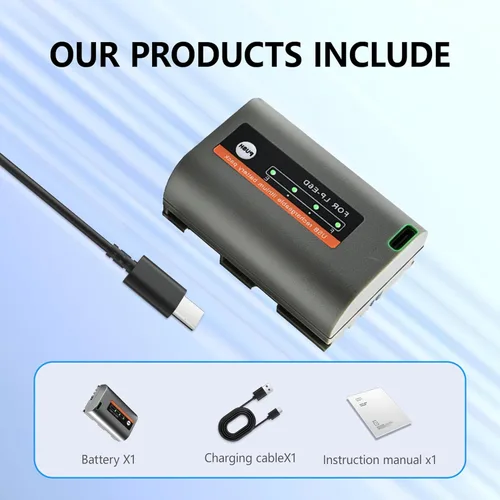 Vista 8 de Paquete de 1 batería de repuesto de 2600 mAh para LP-E6NH LP-E6N LP-E6 con puerto de carga directa tipo C compatible con cámara Canon EOS R R5 R6 R7