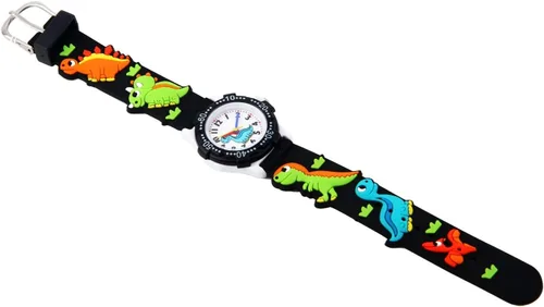 Vista 4 de Jewtme Lindos relojes para niños pequeños de 3 a 8 años analógicos para profesores de tiempo 3D, correa de silicona de dibujos animados para niñas