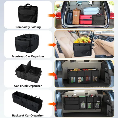 Vista 6 de Organizador de maletero de automóvil para SUV 60L Organizador de automóvil para asiento trasero Asiento trasero Compartimento de almacenamiento