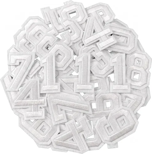 Vista 5 de Jongdari 30 piezas de números para planchar para ropa, pequeños parches de números bordados con adhesivo planchado, 3 juegos de 0-9 apliques